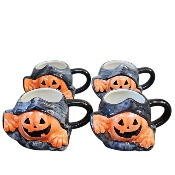 NEW 4 ceramic Jack-o'-lantern Halloween mugs Lewis mug Hyde and Eek Target - Picture 3 of 16